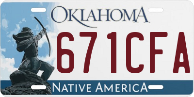 OK license plate 671CFA
