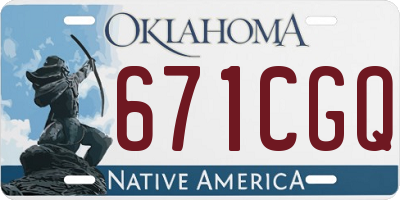 OK license plate 671CGQ