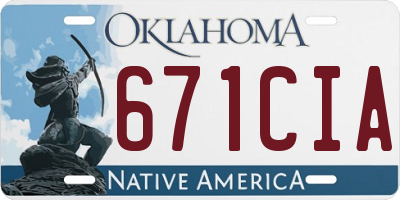 OK license plate 671CIA