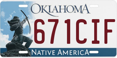 OK license plate 671CIF