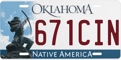 OK license plate 671CIN