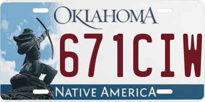 OK license plate 671CIW