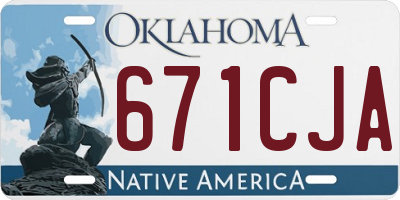 OK license plate 671CJA