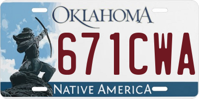 OK license plate 671CWA