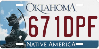 OK license plate 671DPF