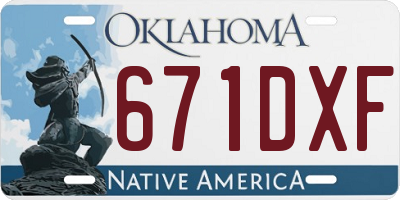 OK license plate 671DXF