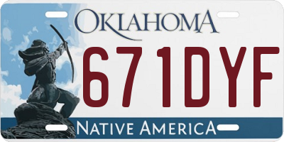 OK license plate 671DYF