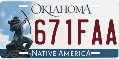OK license plate 671FAA