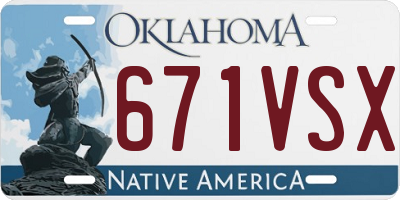 OK license plate 671VSX