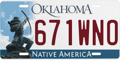 OK license plate 671WNO