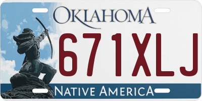 OK license plate 671XLJ