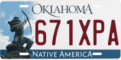 OK license plate 671XPA