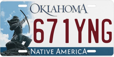 OK license plate 671YNG