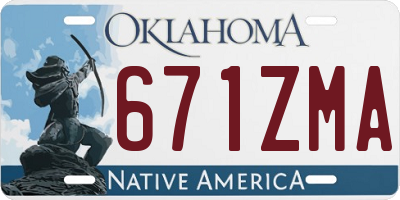 OK license plate 671ZMA