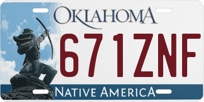 OK license plate 671ZNF