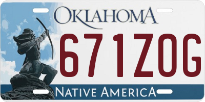 OK license plate 671ZOG