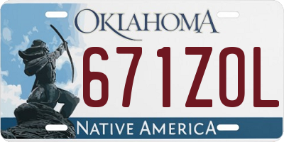 OK license plate 671ZOL