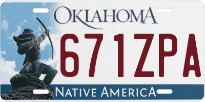 OK license plate 671ZPA