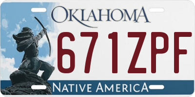 OK license plate 671ZPF