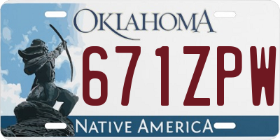 OK license plate 671ZPW