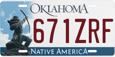 OK license plate 671ZRF