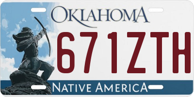 OK license plate 671ZTH