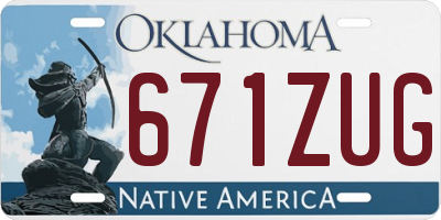 OK license plate 671ZUG
