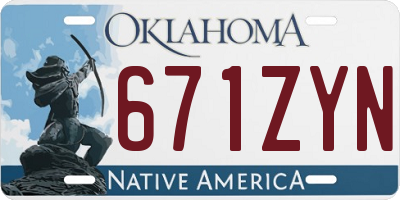 OK license plate 671ZYN