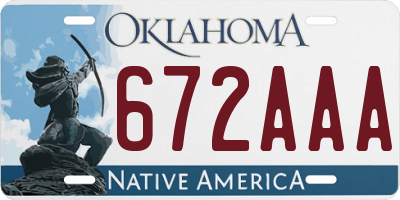 OK license plate 672AAA