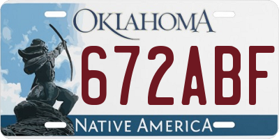 OK license plate 672ABF