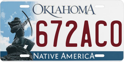 OK license plate 672ACO