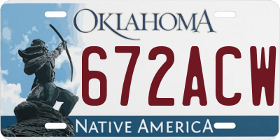OK license plate 672ACW