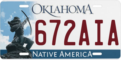OK license plate 672AIA