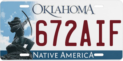 OK license plate 672AIF