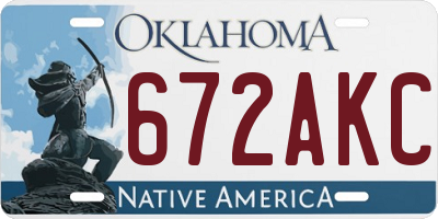 OK license plate 672AKC