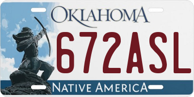 OK license plate 672ASL