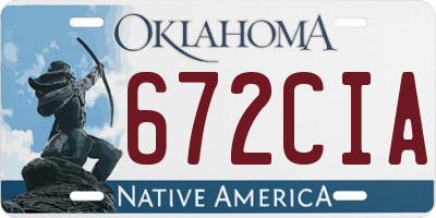 OK license plate 672CIA