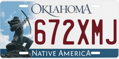 OK license plate 672XMJ