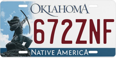 OK license plate 672ZNF
