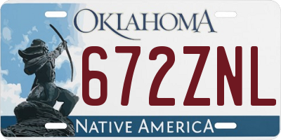 OK license plate 672ZNL