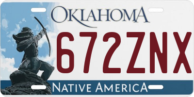 OK license plate 672ZNX