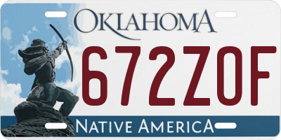 OK license plate 672ZOF