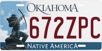 OK license plate 672ZPC