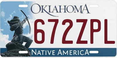 OK license plate 672ZPL