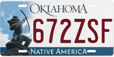 OK license plate 672ZSF