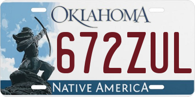 OK license plate 672ZUL