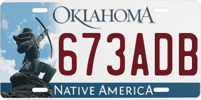 OK license plate 673ADB