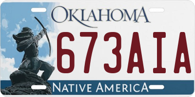 OK license plate 673AIA