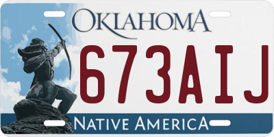 OK license plate 673AIJ