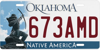 OK license plate 673AMD